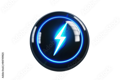Free Download Electric Power Icon: A captivating digital depiction of electric power, featuring a glowing blue bolt within a sleek, dark sphere. A modern symbol of energy and innovation. - GFXLoad