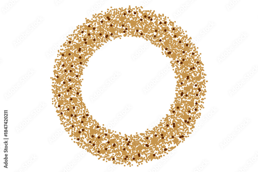 Obraz premium Abstract circular ring pattern created with scattered brown and dark particles