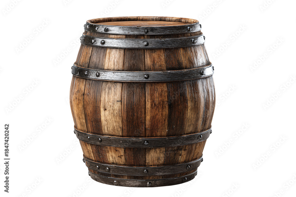 Obraz premium Vintage Wooden Barrel Isolated