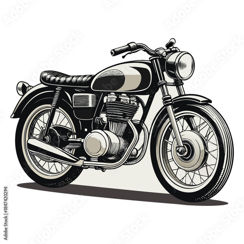 “Classic Vintage Motorcycle Retro Motorbike Illustration Vector Design”