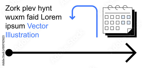 Workflow optimization, scheduling, project planning, timelines, process flow, time management. Linear arrow connects to a calendar. Workflow optimization and scheduling visualization for planning