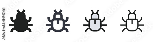 bug icon set for error insect virus malware security problem alert technology and software design