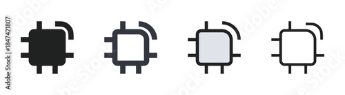 chip processor icon set for technology circuit motherboard connection digital component and system design