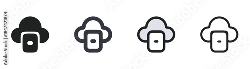 cloud backup storage security icons set data server protection vector illustration