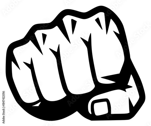 Bold black silhouette of a clenched fist