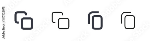 copy paste icon set modern overlapping square outline symbols isolated on white background