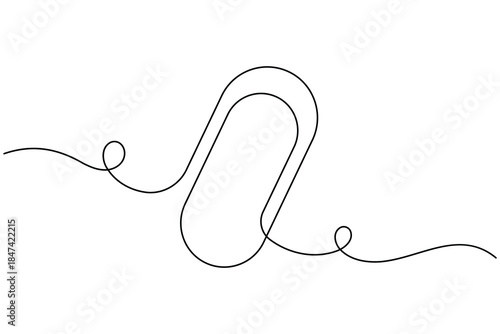 Paper push pin clip icon continuous one line drawing on white background minimalist single art office stationary outline vector illustration