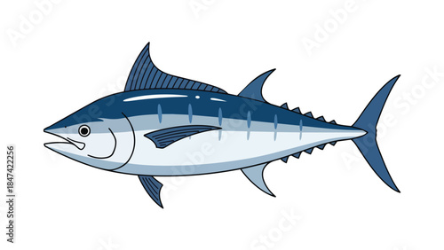 A Vibrant Illustration of a Sleek Blue and Silver Pelagic Fish Swimming