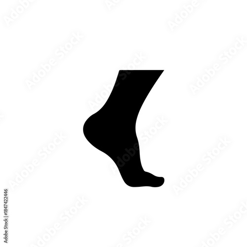 Stylized Black Human Foot Icon for Body or Movement Concepts