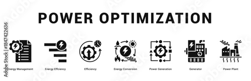 Power Optimization Modern and clean web banner illustration featuring thematic icons for visual communication