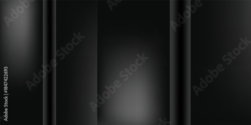 Black Studio background. Black Background Empty Room Studio with table. Empty room with light shadow. Space for selling products on the website.