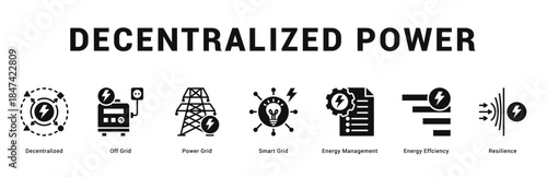 Decentralized Power Modern and clean web banner illustration featuring thematic icons for visual communication