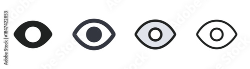 eye view visibility icon set minimal watch vision interface symbol vector illustration