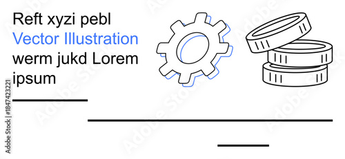 Finance, engineering solutions, money management, mechanical systems, innovation design, and business growth. Gear and coins on a minimal background. Engineering solutions and finance