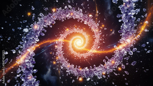 Spiral Galaxy Swirl with Glowing Core