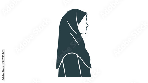 Woman in a headscarf, representing modesty and cultural identity, seen from the side profile