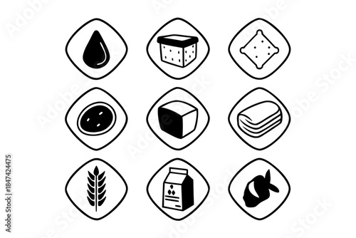Set of food nutrition and ingredient icons