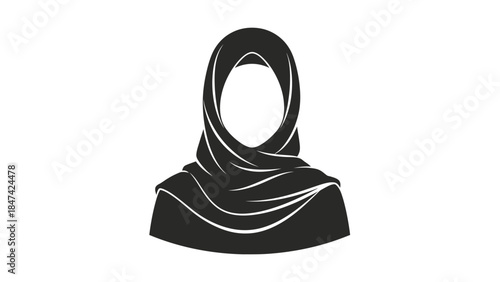 Silhouette of a Muslim woman wearing a hijab, representing modesty and cultural identity