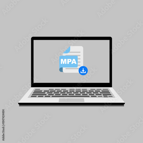 Seamless digital content download of an MPA file displayed on a sleek laptop, symbolizing efficient online data acquisition and multimedia management