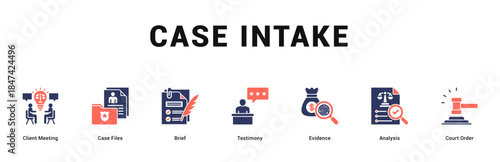 Case Intake Modern and clean web banner illustration featuring thematic icons for visual communication