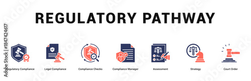 Regulatory Pathway Modern and clean web banner illustration featuring thematic icons for visual communication