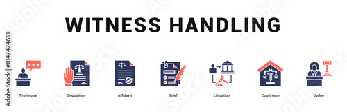 Witness Handling Modern and clean web banner illustration featuring thematic icons for visual communication