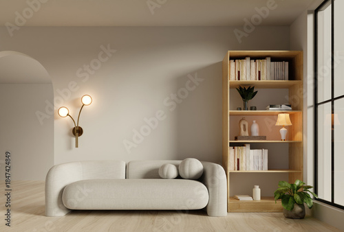 Interior design inspiration for contemporary living areas with cozy sofas. 3D render illustration