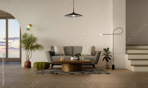 Interior design inspiration for elegant living rooms with stylish furniture. 3D render illustration