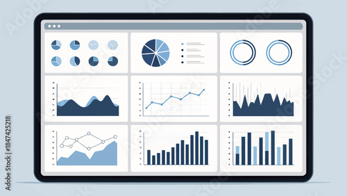 Business data analysis on modern computer screen with graphs