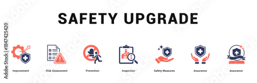 Safety Upgrade Modern and clean web banner illustration featuring thematic icons for visual communication