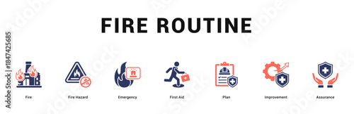 Fire Routine Modern and clean web banner illustration featuring thematic icons for visual communication