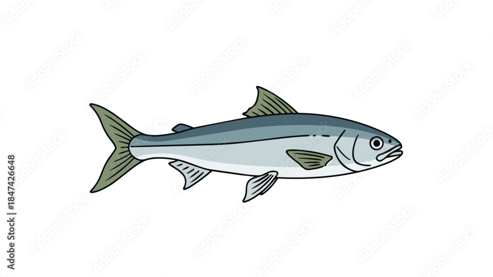 Obraz premium Minimalist Aquatic Creature Illustration: A Serene Marine Life Drawing on White Background