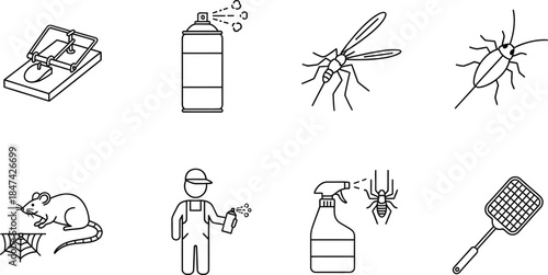 Insect control and mosquito bites prevention illustrations