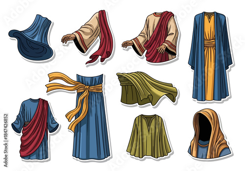 Collection of Religious and Historical Garments Vector Illustration