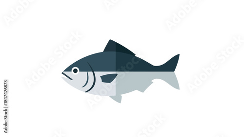 Dynamic aquatic creature illustration with simple geometric shapes capturing the essence of marine life and ocean exploration design elements.