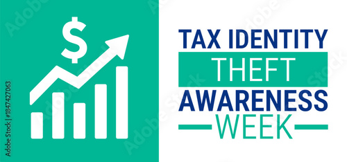 Tax Identity Theft Awareness Week background, banner, card or poster design template is observed every year during January, to raise awareness about the mission. Vector illustration.