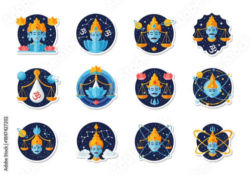 Elegant Libra Zodiac Sign Collection with Constellation and Symbol Accents