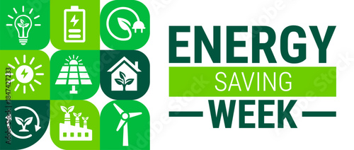 Energy Saving Week Geometric shape pattern background, banner, card or poster design template is observed every year during January, to raise awareness about the mission. Vector illustration.