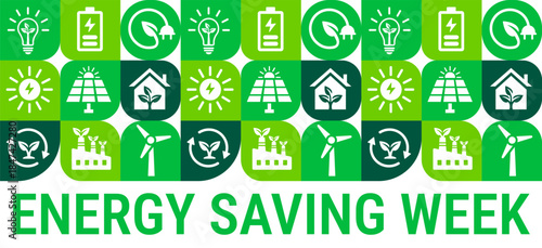 Energy Saving Week Geometric shape pattern background, banner, card or poster design template is observed every year during January, to raise awareness about the mission. Vector illustration.