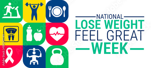 National Lose Weight Feel Great Week Geometric shape pattern background, banner, card or poster design template is observed every year during January, to raise awareness about the mission. Vector