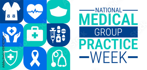 National Medical Group Practice Week Geometric shape pattern background, banner, card or poster design template is observed every year during January, to raise awareness about the mission. Vector