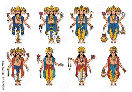 Hindu Deities Illustrations Cultural Iconography of Gods