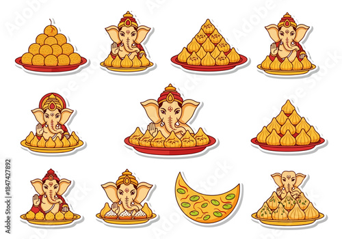 Ganesha and Modak Art Seamless Pattern for Festive Celebrations