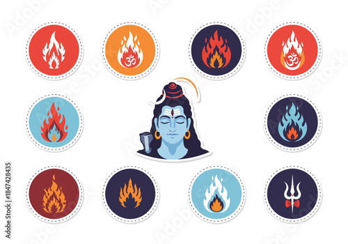 Meditative Shiva Surrounded by Flames A Spiritual Illustration