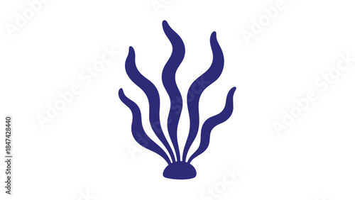 A gracefully swaying, deep blue aquatic flora illustration, minimalist style, evoking the calm serenity of an underwater garden, ideal for