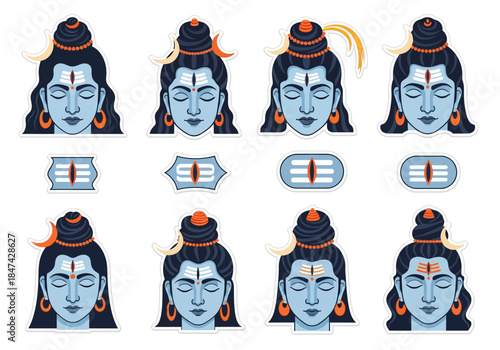 Hindu Deity Shiva Faces & Symbols Art Collection