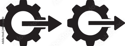 Gear with exit arrow icon set