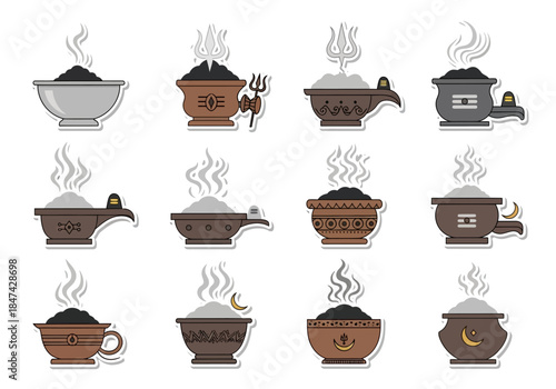Hinduism symbols collection in vector format for cultural and religious designs