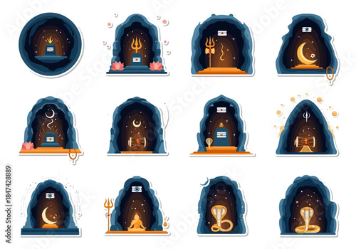 Collection of Shivling Shrines in Caves, Hindu Deities