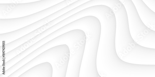 Abstract white wavy background, White curvy backdrop, 3d illustration.